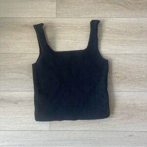 Reformation Julia Black Ribbed Sweater Tank Top